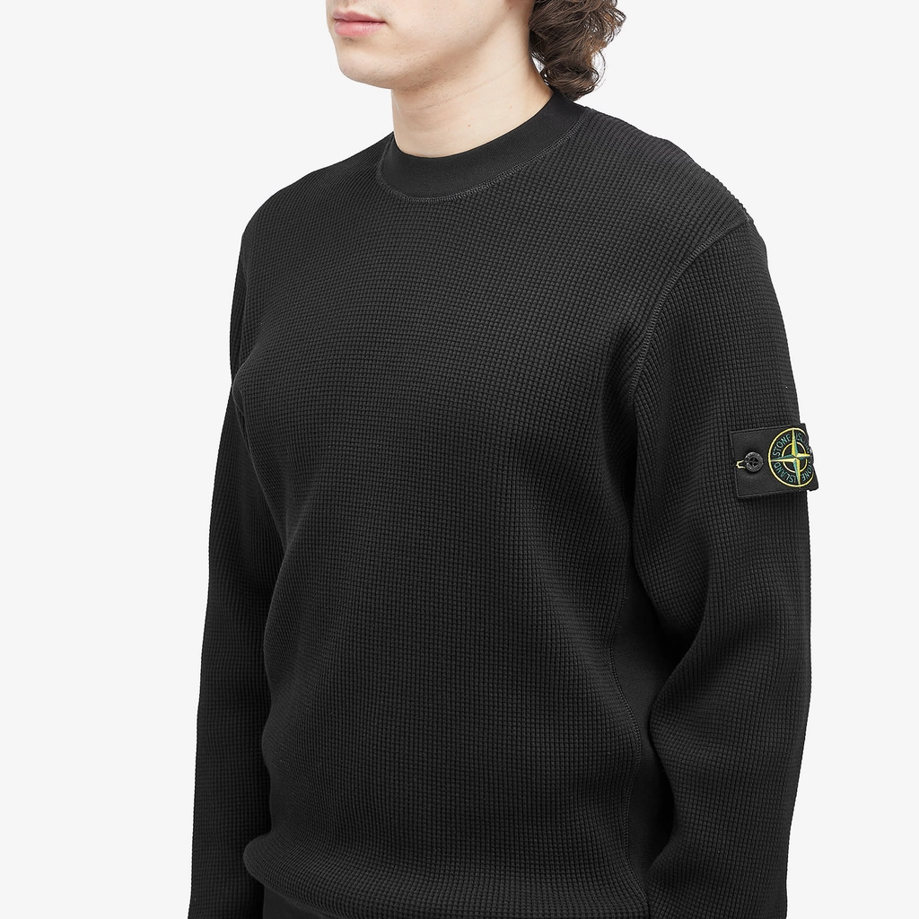Stone Island Men's Waffle Crew Neck Sweatshirt Black
